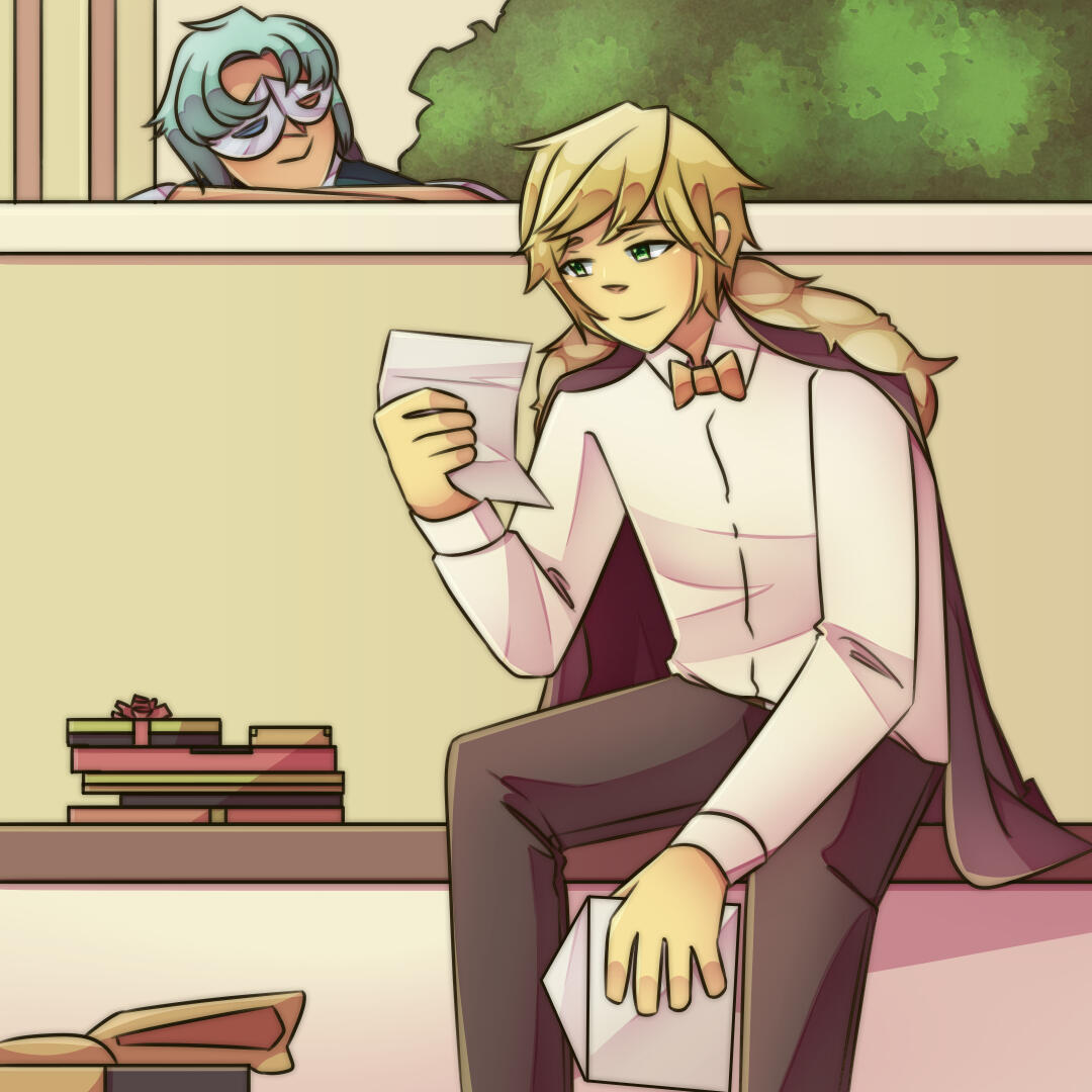 Illustrated scene of zodiac original characters opening fan gifts.
