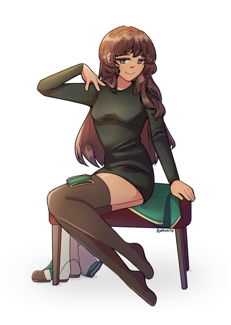 Character illustration of an original character named Aldebaran in a pinup pose.