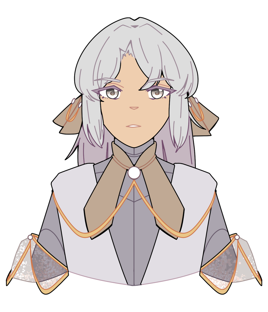 Close-up concept art of an original character.